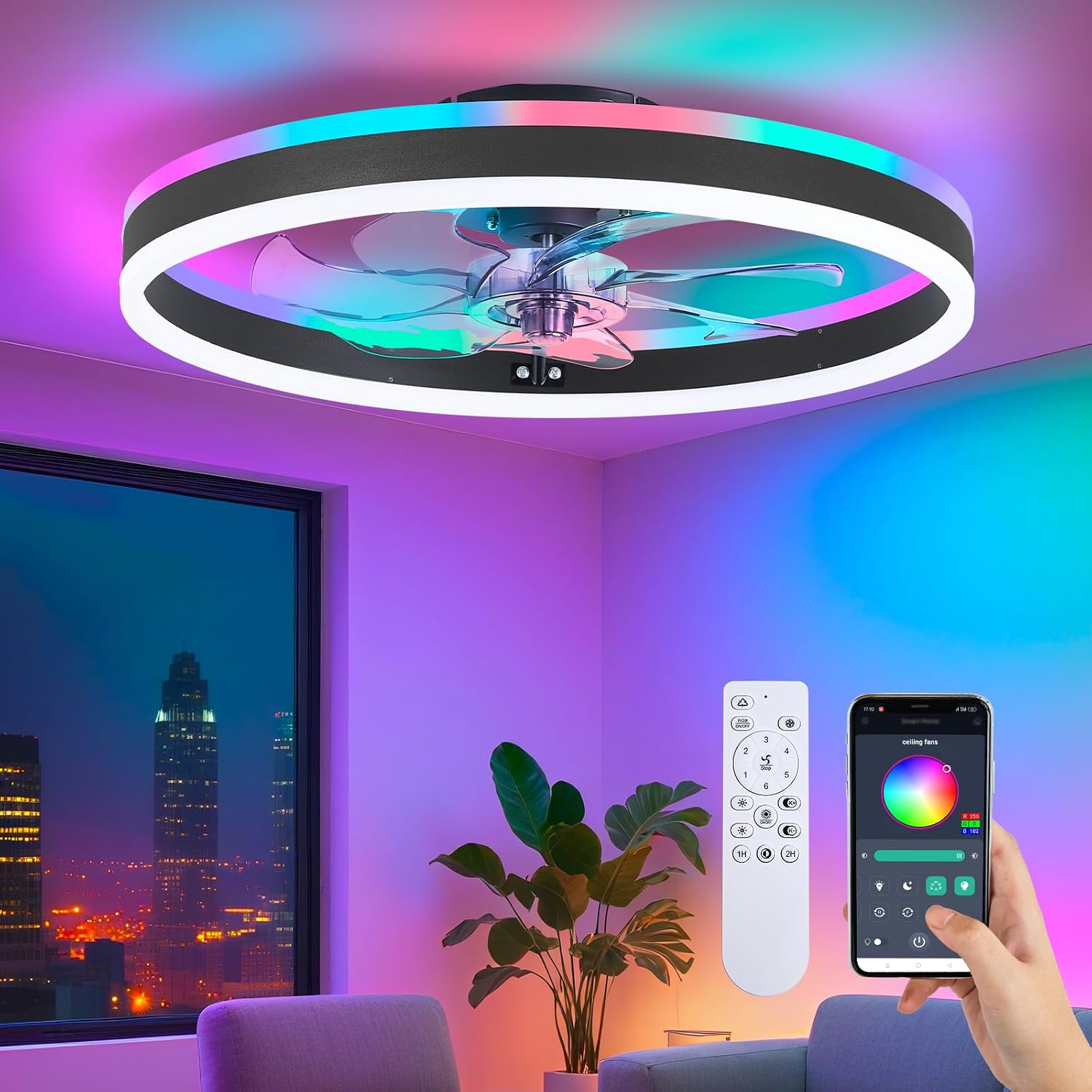 %Keyword% %year%: Expert Reviews & Buying Guide 1 Ceiling Fan With Lights Reviews 2026: Expert Reviews & Buying Guide guide thumbnail featuring STERREN RGB Ceiling Fan with Light, 20'' Low Profile...