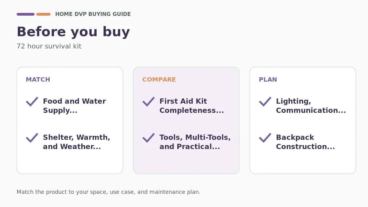 Pre-purchase checklist for comparing 72 hour survival kit