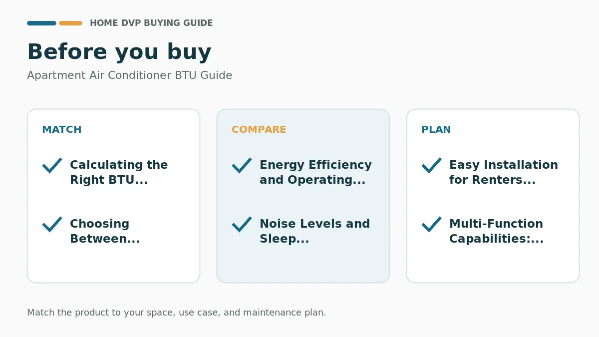 Pre-purchase checklist for comparing Apartment Air Conditioner BTU Guide