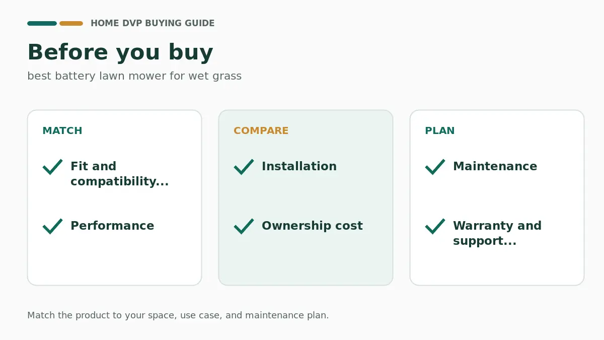Pre-purchase checklist for comparing best battery lawn mower for wet grass