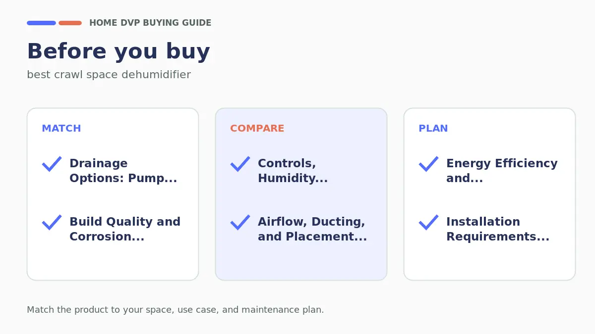 Pre-purchase checklist for comparing best crawl space dehumidifier