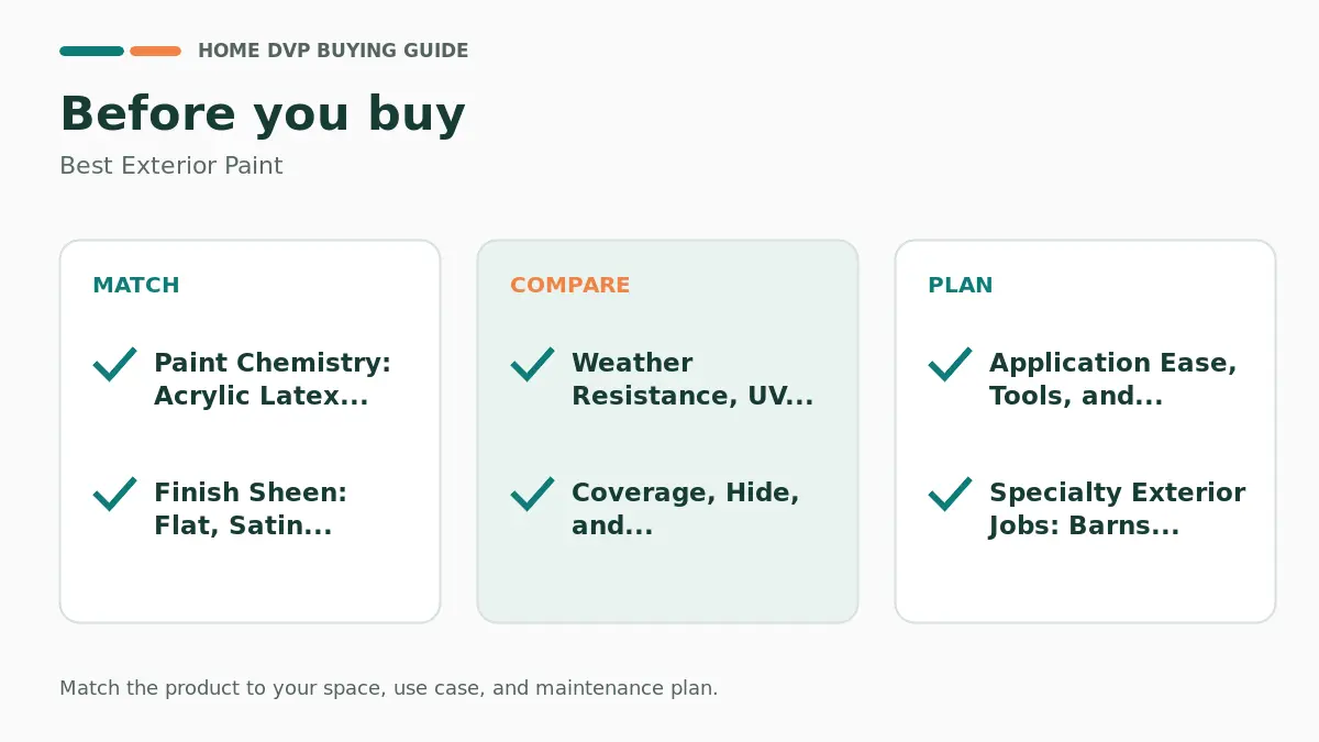 Pre-purchase checklist for comparing Best Exterior Paint