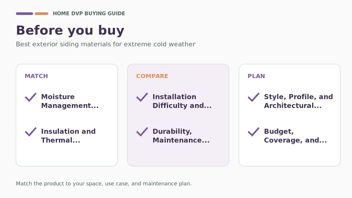 Pre-purchase checklist for comparing Best exterior siding materials for extreme cold weather