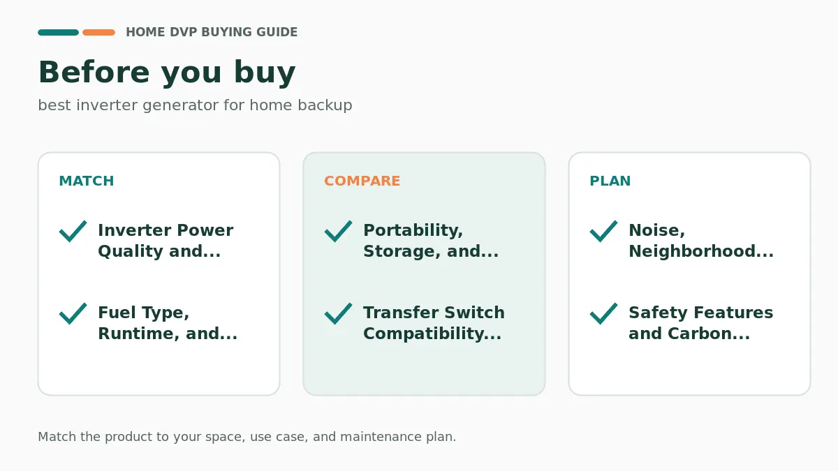 Pre-purchase checklist for comparing best inverter generator for home backup