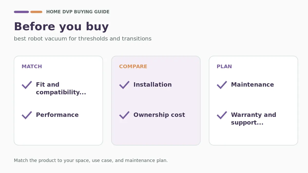Best Robot Vacuum for Thresholds and Transitions (2026): Buying Guide 2 Pre-purchase checklist for comparing best robot vacuum for thresholds and transitions