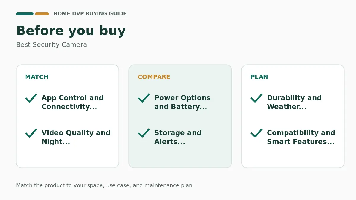 Pre-purchase checklist for comparing Best Security Camera