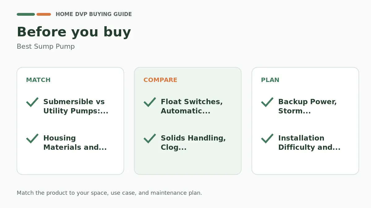 Pre-purchase checklist for comparing Best Sump Pump