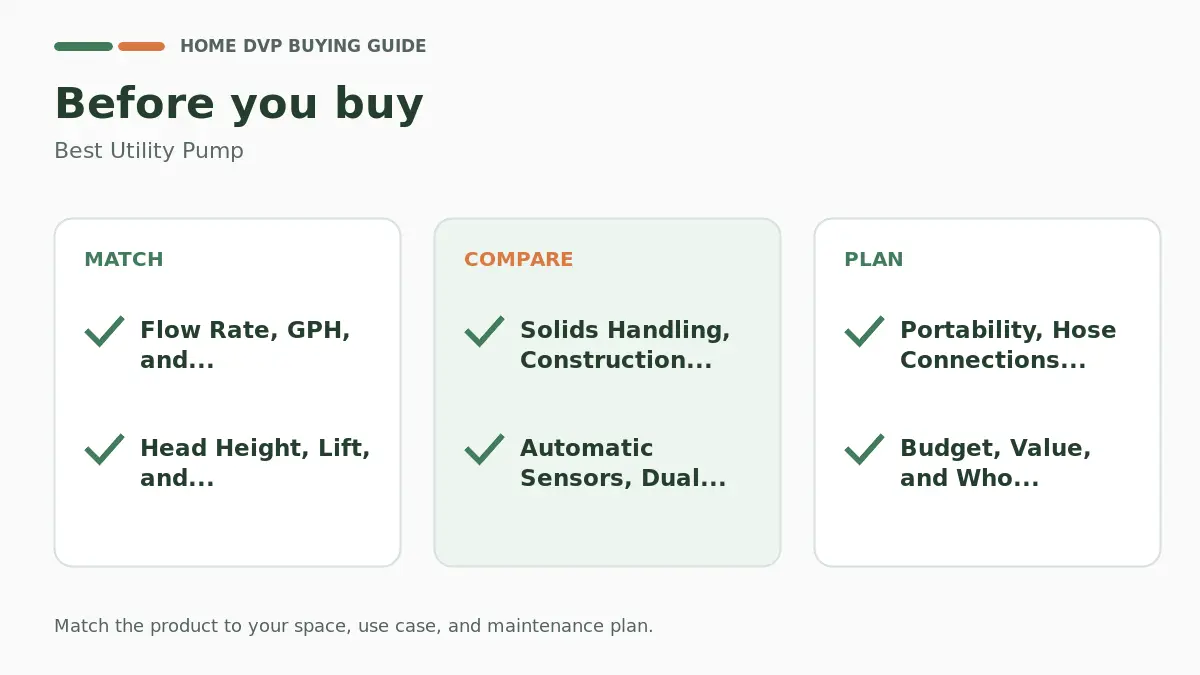 Pre-purchase checklist for comparing Best Utility Pump