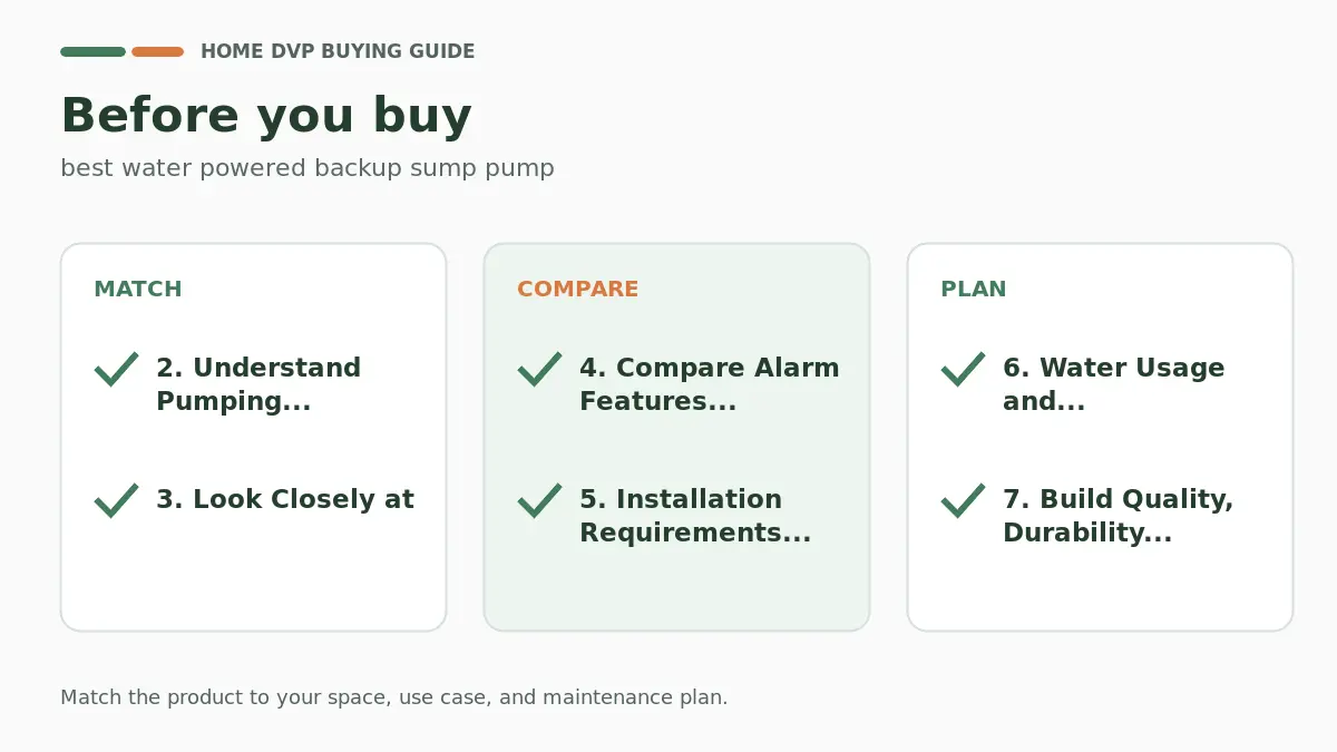 Pre-purchase checklist for comparing best water powered backup sump pump