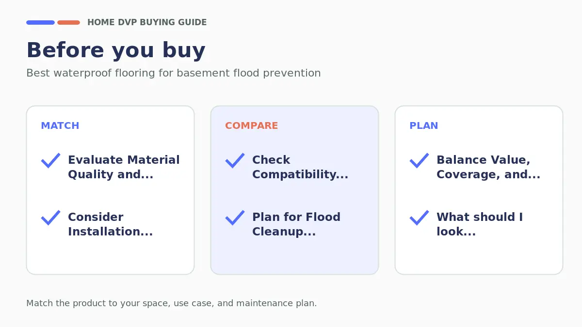 Pre-purchase checklist for comparing Best waterproof flooring for basement flood prevention