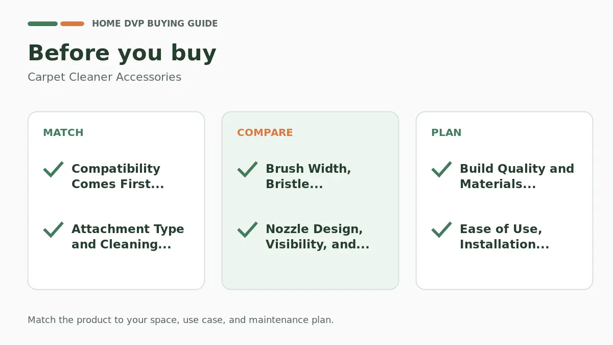 Pre-purchase checklist for comparing Carpet Cleaner Accessories