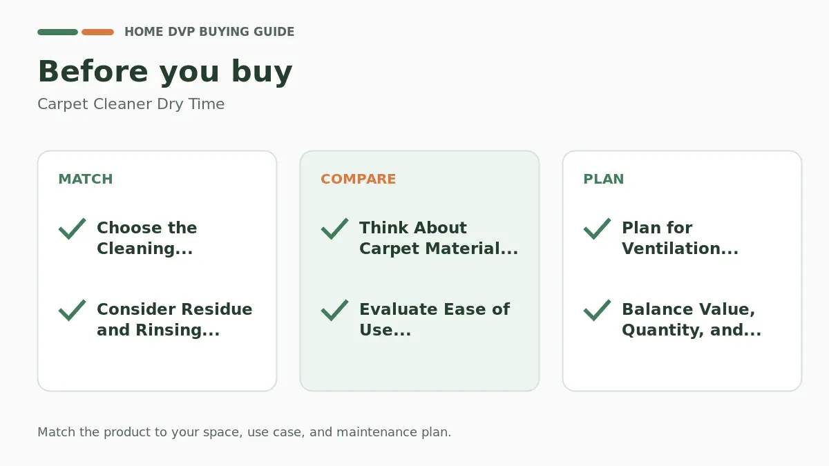Pre-purchase checklist for comparing Carpet Cleaner Dry Time