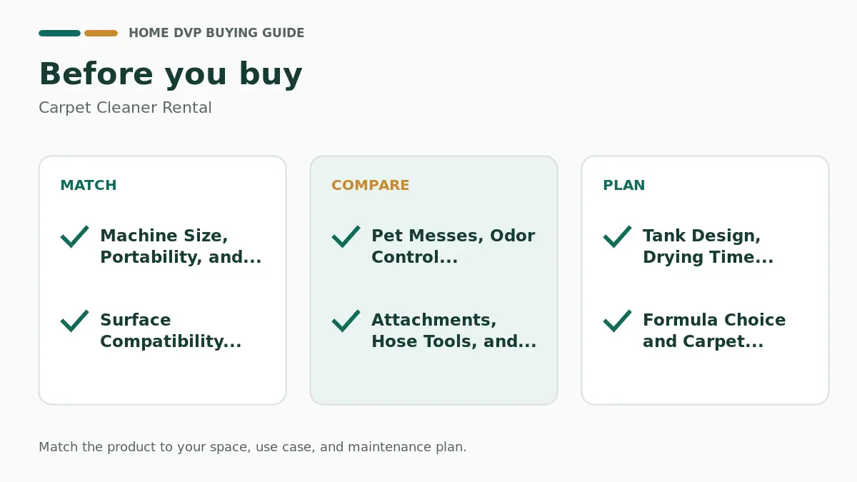 Pre-purchase checklist for comparing Carpet Cleaner Rental