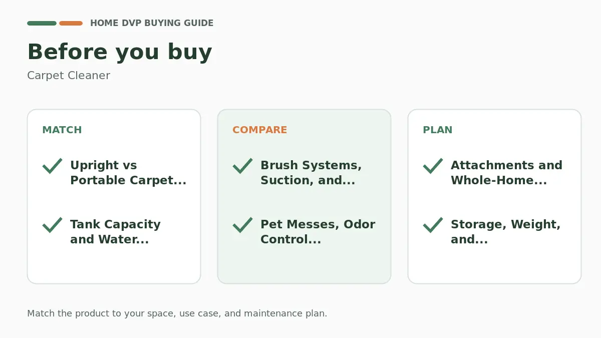Pre-purchase checklist for comparing Carpet Cleaner