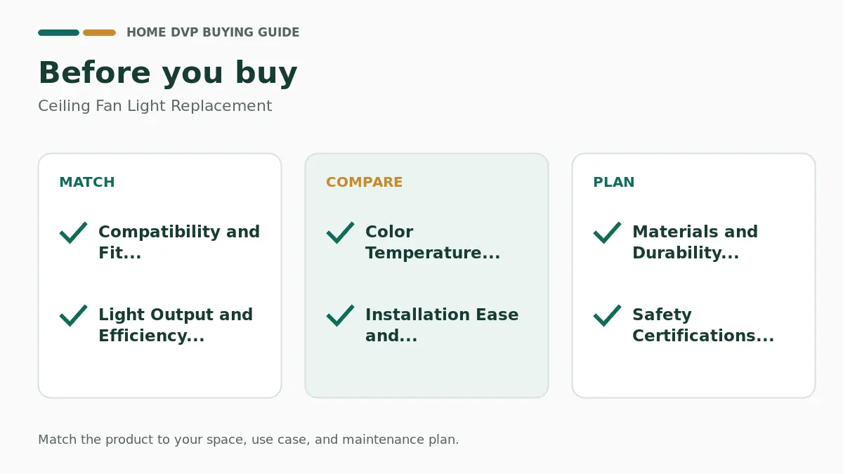 Pre-purchase checklist for comparing Ceiling Fan Light Replacement