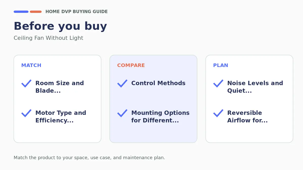 Ceiling Fan Without Light 2026 2 Pre-purchase checklist for comparing Ceiling Fan Without Light