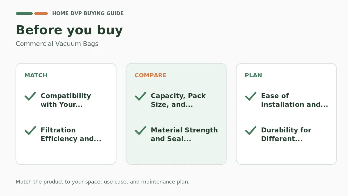 Pre-purchase checklist for comparing Commercial Vacuum Bags