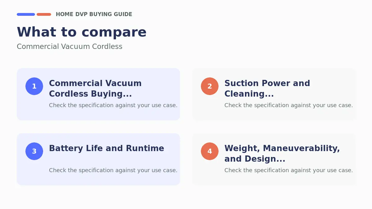 Commercial Vacuum Cordless 2026 1 Key factors to compare when choosing Commercial Vacuum Cordless