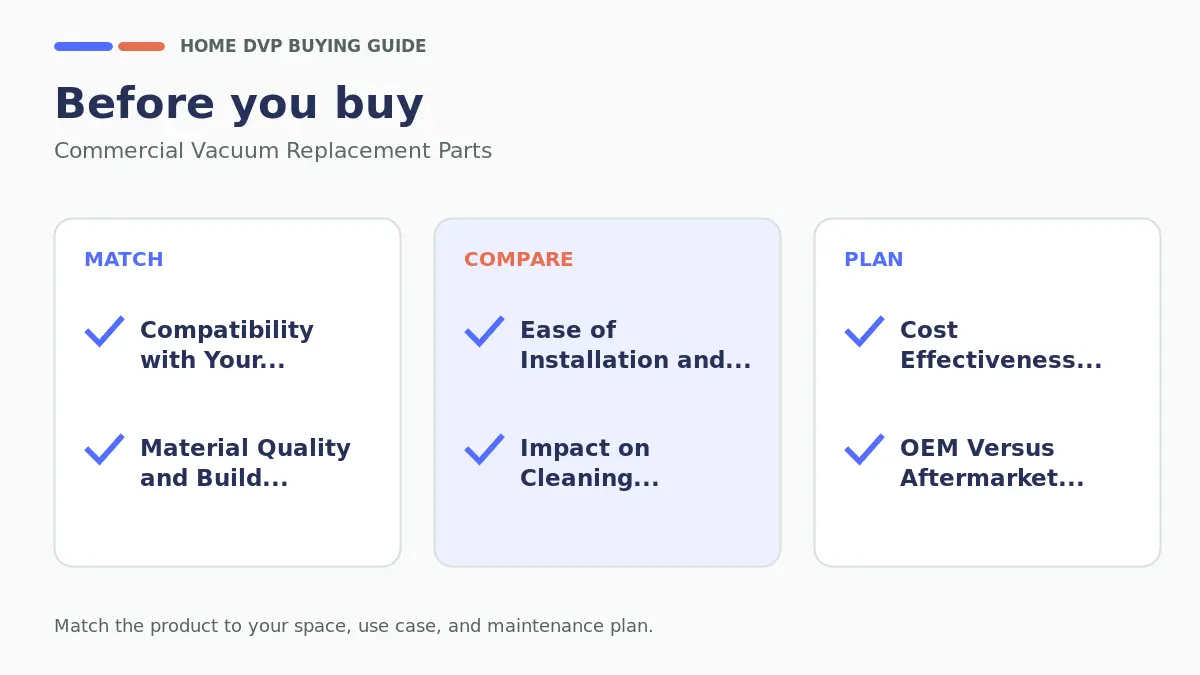 Commercial Vacuum Replacement Parts 2026 2 Pre-purchase checklist for comparing Commercial Vacuum Replacement Parts