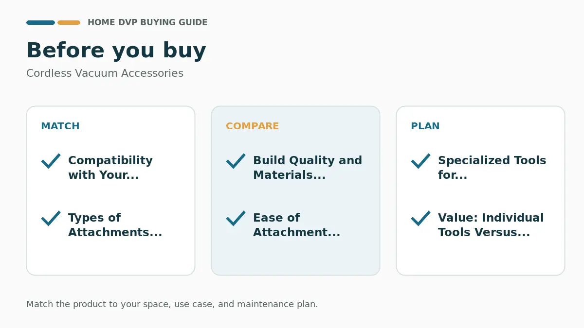 Cordless Vacuum Accessories: What You Actually Need 2 Pre-purchase checklist for comparing Cordless Vacuum Accessories
