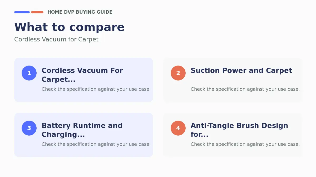 Cordless Vacuum For Carpet 2026: Reviews & Buying Guide 1 Key factors to compare when choosing Cordless Vacuum for Carpet