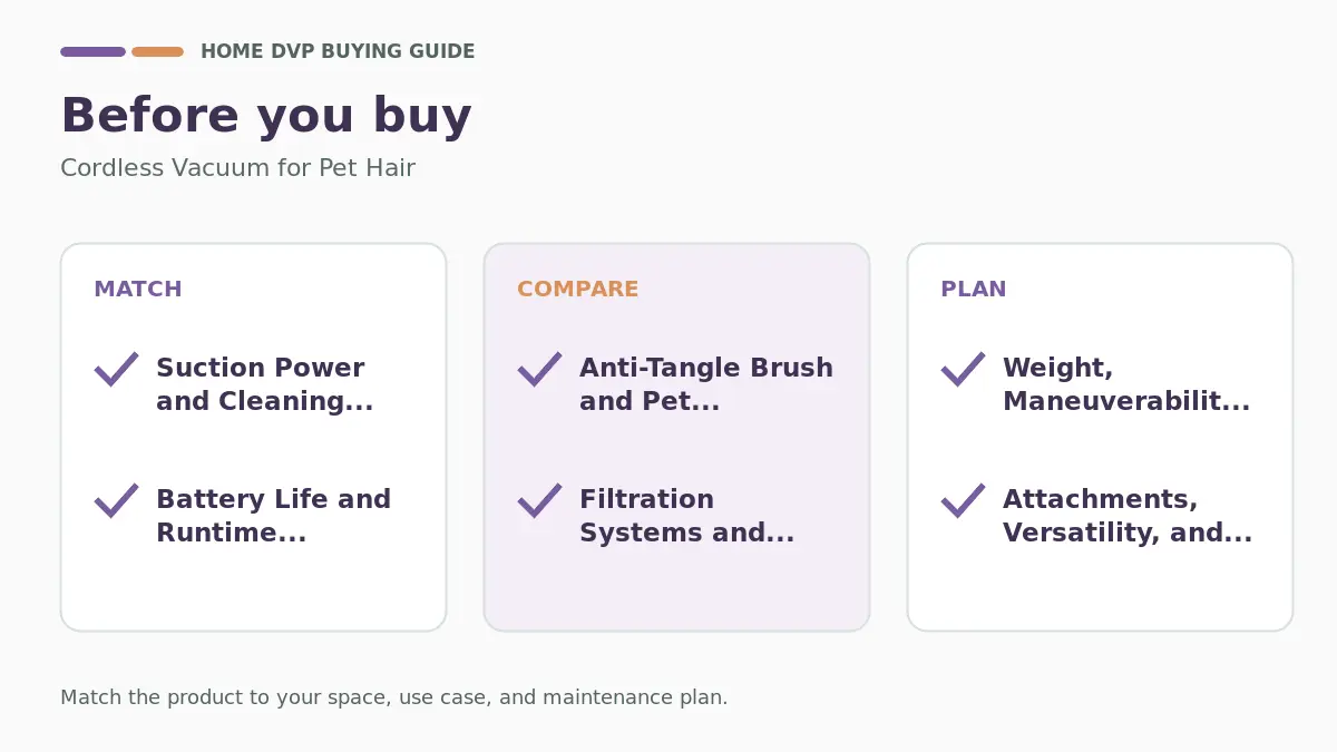 Pre-purchase checklist for comparing Cordless Vacuum for Pet Hair