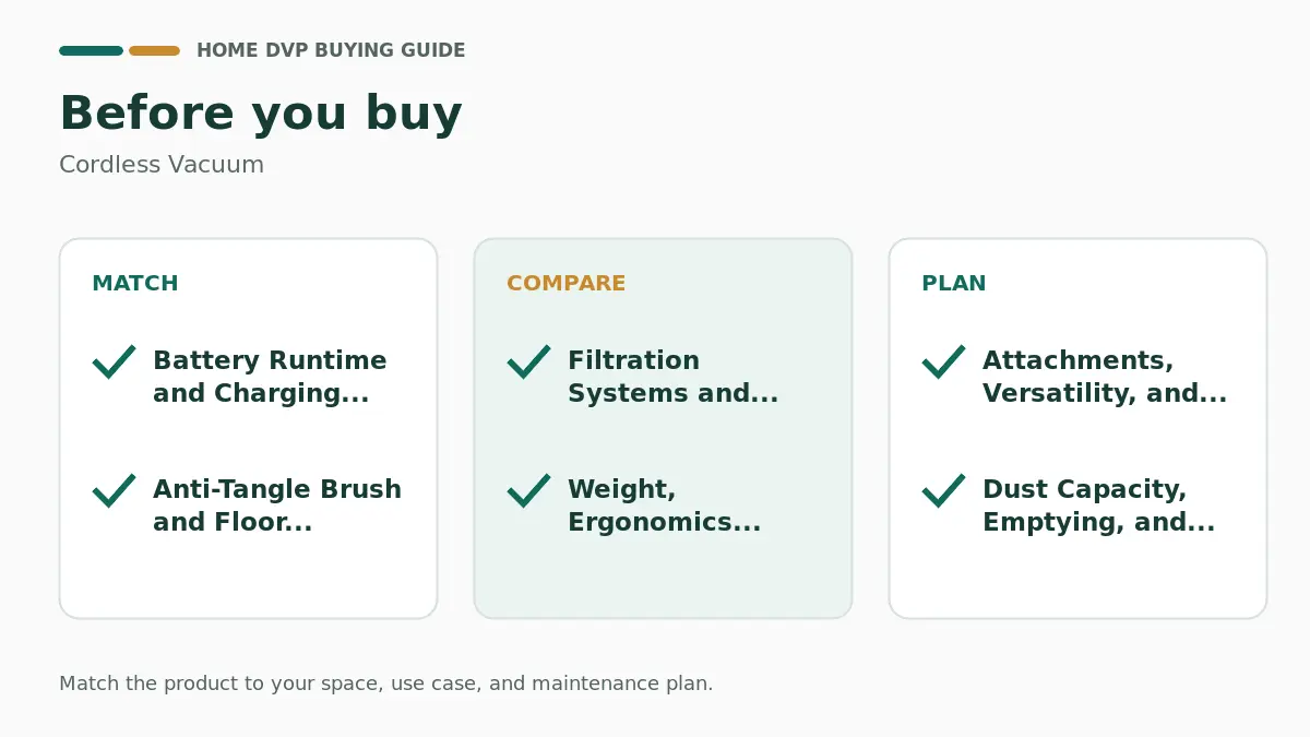 Pre-purchase checklist for comparing Cordless Vacuum