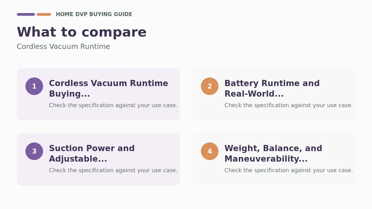 Key factors to compare when choosing Cordless Vacuum Runtime