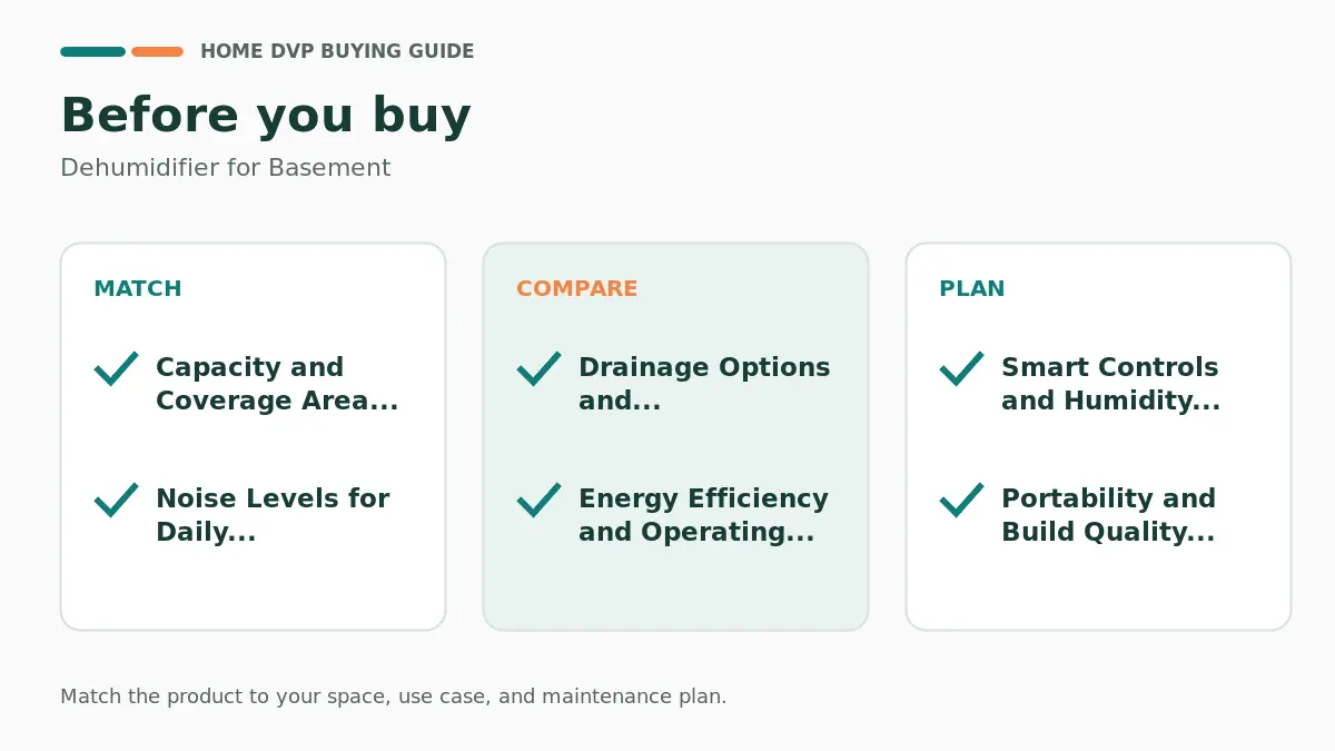Pre-purchase checklist for comparing Dehumidifier for Basement