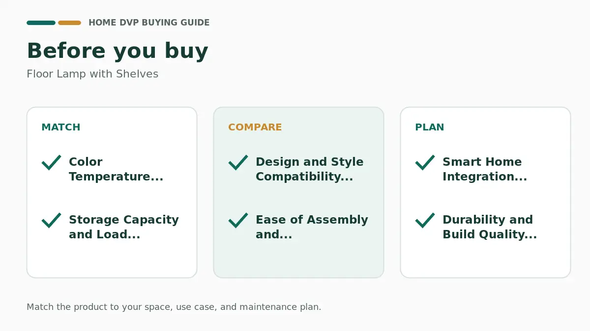 Pre-purchase checklist for comparing Floor Lamp with Shelves