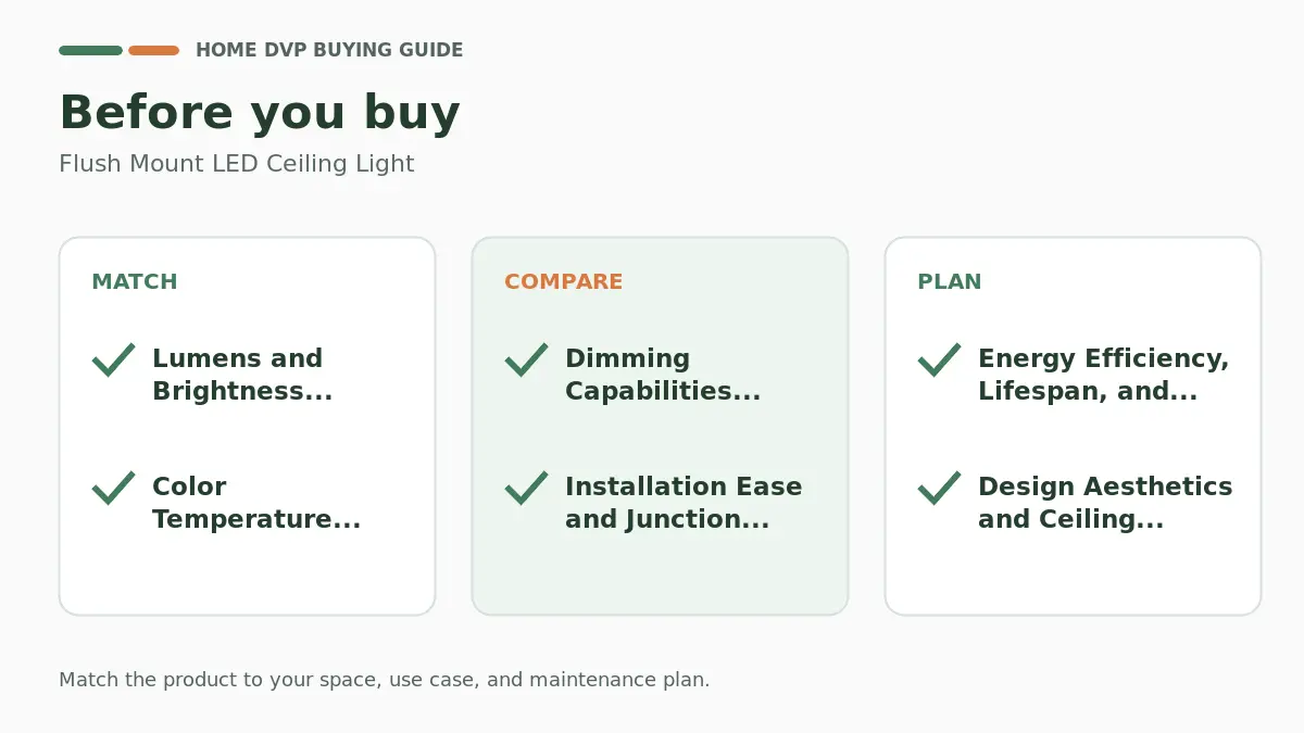 Pre-purchase checklist for comparing Flush Mount LED Ceiling Light