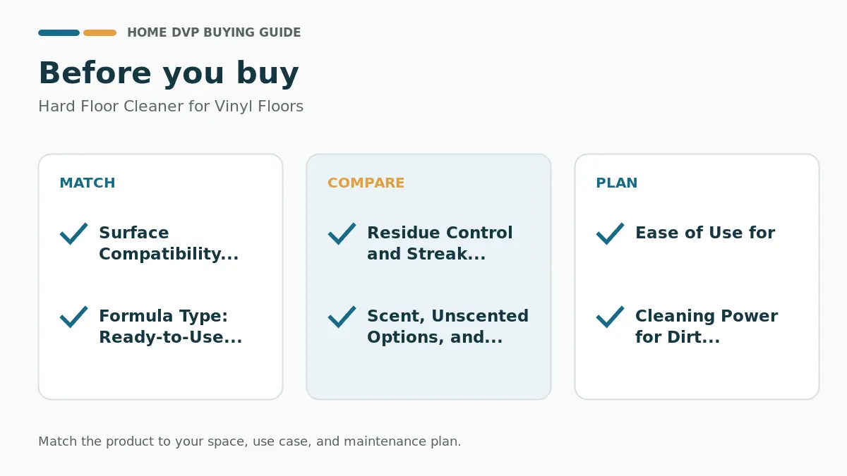 Pre-purchase checklist for comparing Hard Floor Cleaner for Vinyl Floors