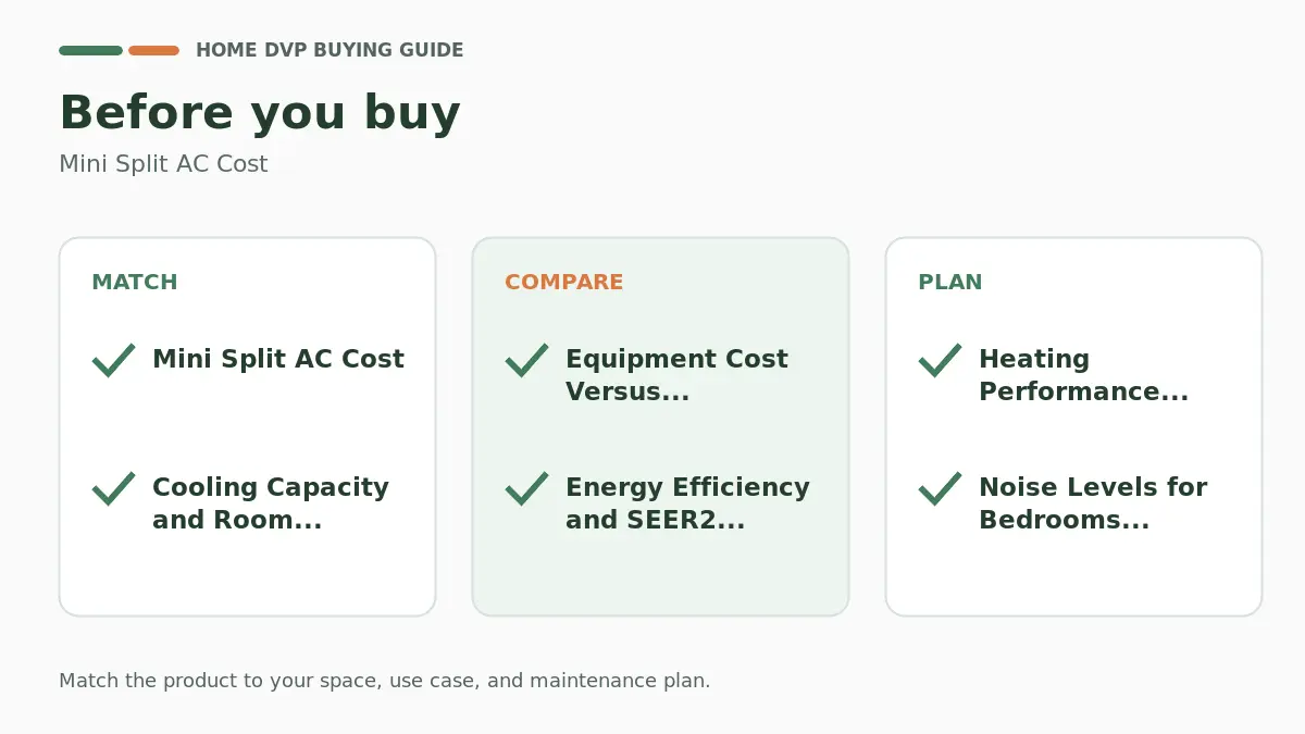 Pre-purchase checklist for comparing Mini Split AC Cost