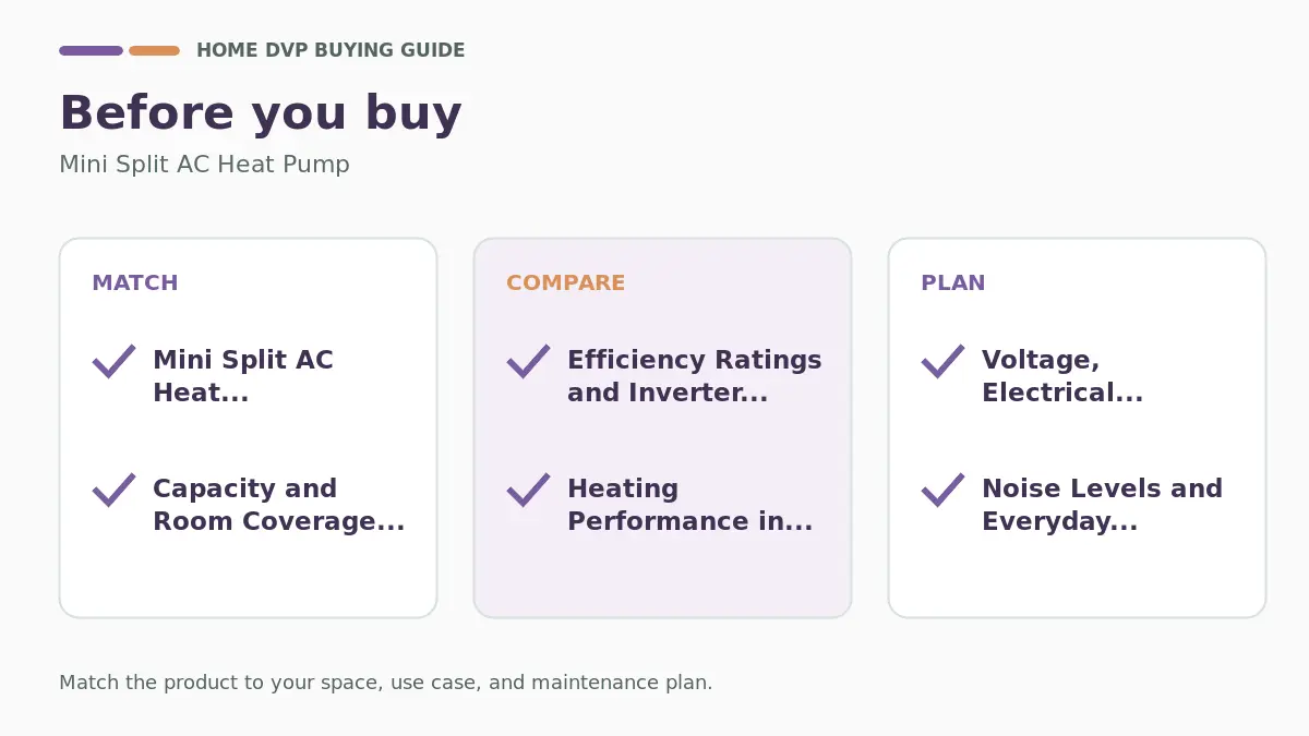 Pre-purchase checklist for comparing Mini Split AC Heat Pump