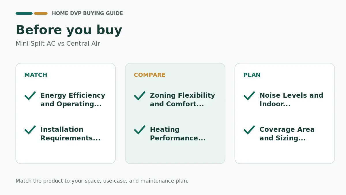 Mini Split Ac Vs Central Air 2026: Expert Reviews & Buying Guide 2 Pre-purchase checklist for comparing Mini Split AC vs Central Air
