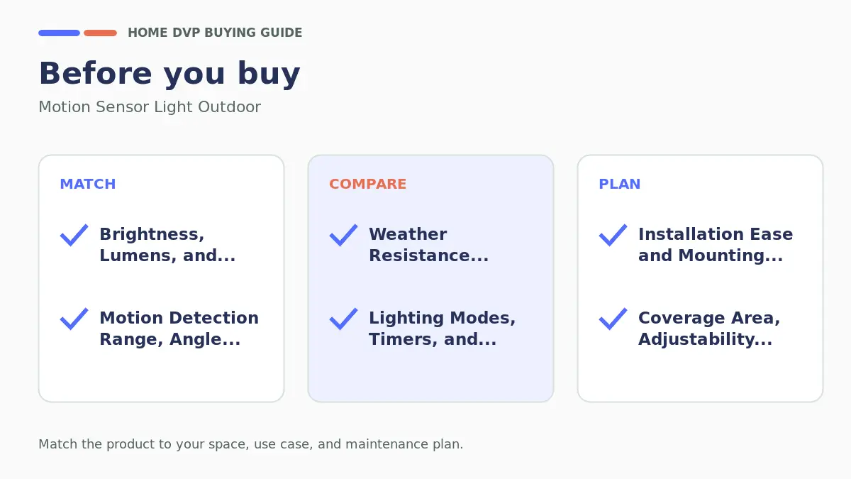Motion Sensor Light Outdoor 2026: Expert Reviews & Buying Guide 2 Pre-purchase checklist for comparing Motion Sensor Light Outdoor