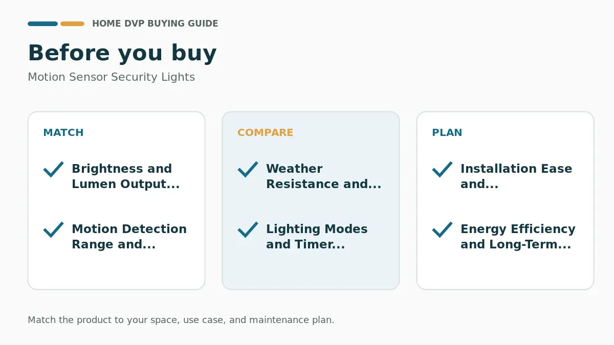 Pre-purchase checklist for comparing Motion Sensor Security Lights
