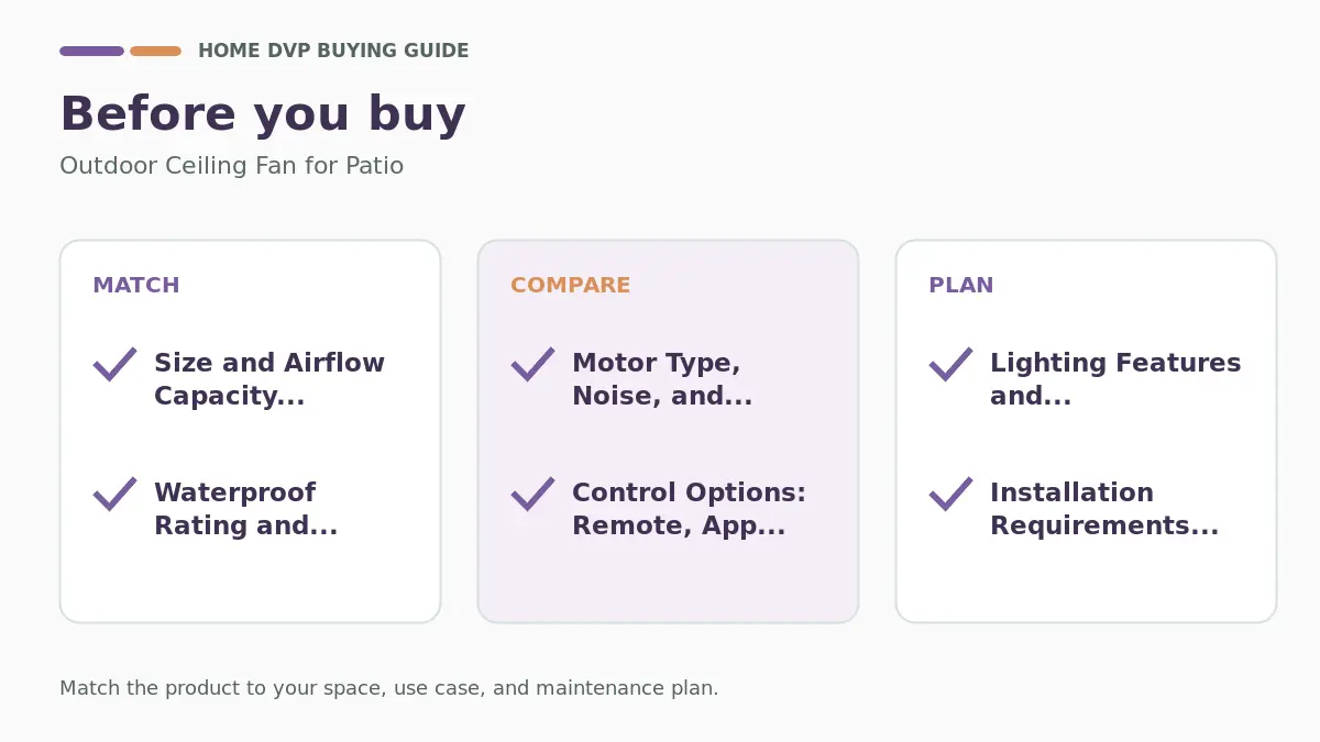 Pre-purchase checklist for comparing Outdoor Ceiling Fan for Patio