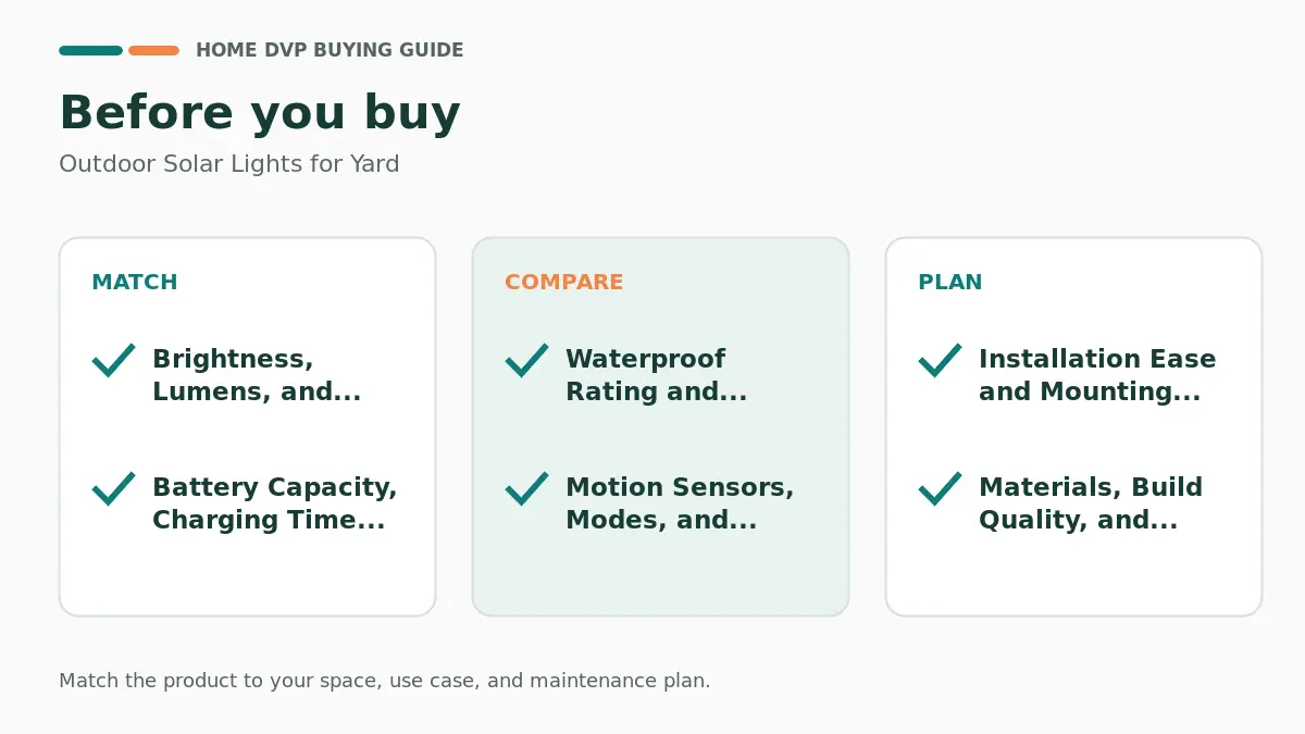 Pre-purchase checklist for comparing Outdoor Solar Lights for Yard