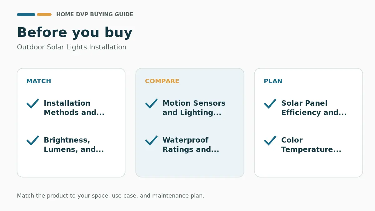 Pre-purchase checklist for comparing Outdoor Solar Lights Installation