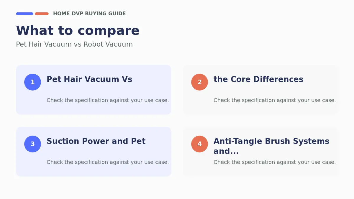Pet Hair Vacuum vs Robot Vacuum (2026): Key Differences 1 Key factors to compare when choosing Pet Hair Vacuum vs Robot Vacuum