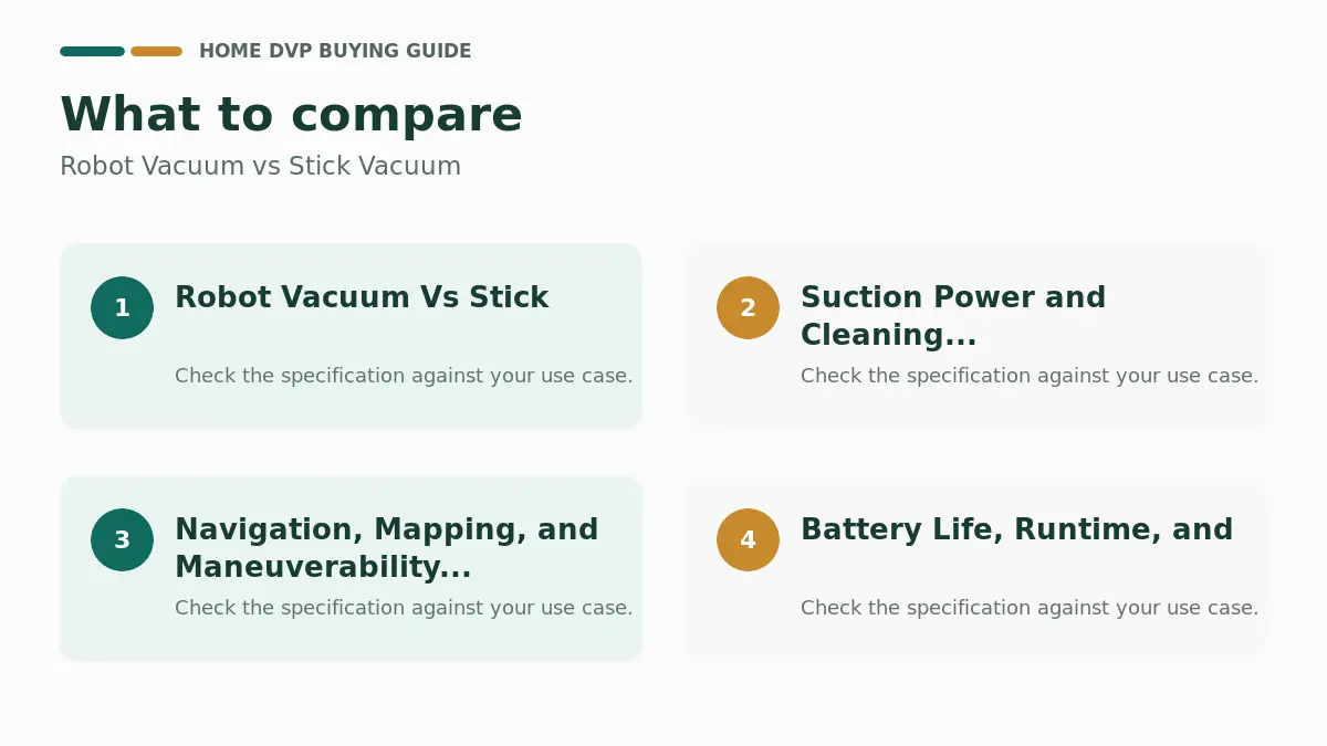 Robot Vacuum vs. Stick Vacuum: Key Differences 1 Key factors to compare when choosing Robot Vacuum vs Stick Vacuum