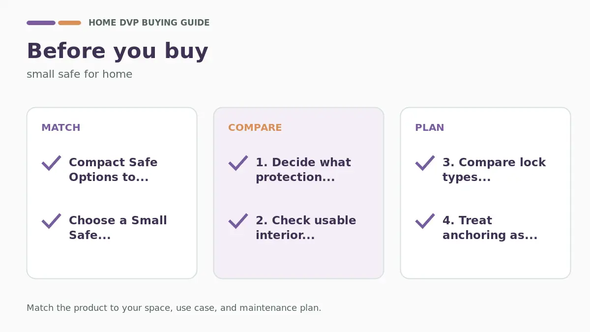 Small Home Safes: 15 Compact Options Compared (2026) 2 Pre-purchase checklist for comparing small safe for home