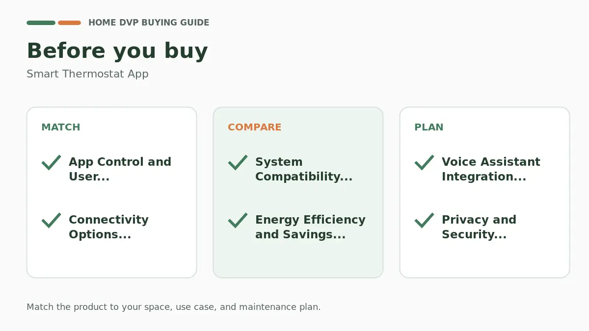 Pre-purchase checklist for comparing Smart Thermostat App