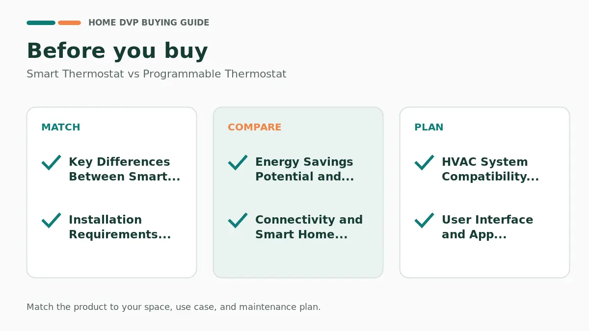 Pre-purchase checklist for comparing Smart Thermostat vs Programmable Thermostat