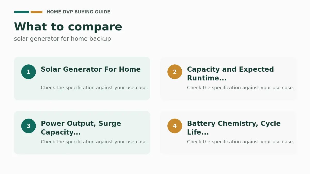 Solar Generator For Home Backup 2026: Expert Reviews & Buying Guide 1 Key factors to compare when choosing solar generator for home backup