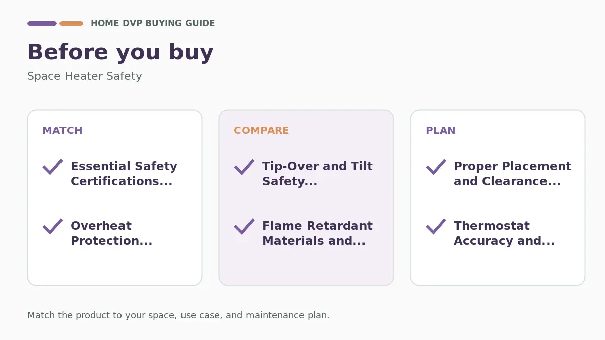 Space Heater Safety: 3-Foot Rule and 7 Essential Checks (2026) 2 Pre-purchase checklist for comparing Space Heater Safety
