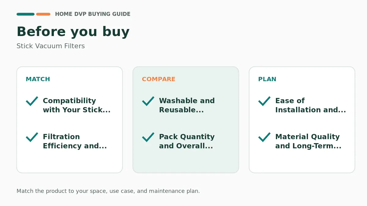 Pre-purchase checklist for comparing Stick Vacuum Filters
