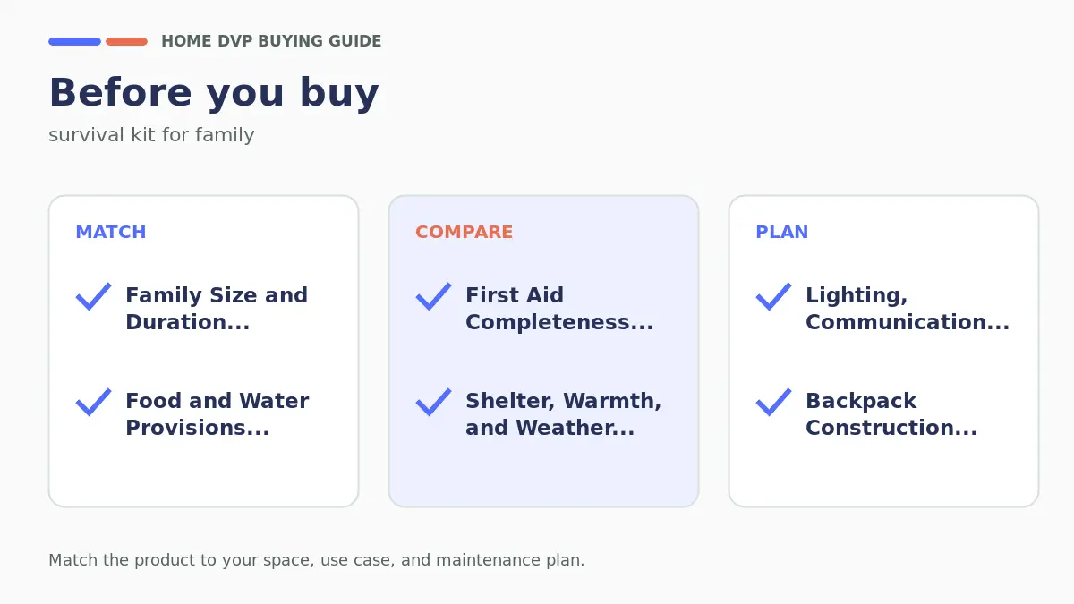 Pre-purchase checklist for comparing survival kit for family