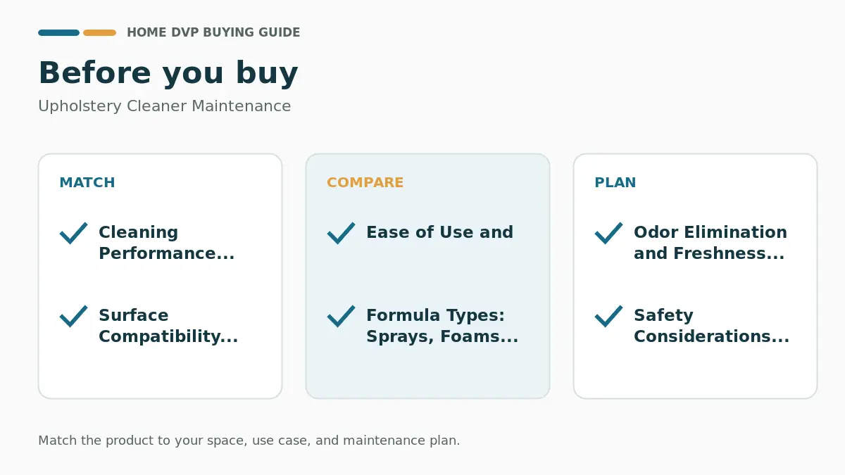 Pre-purchase checklist for comparing Upholstery Cleaner Maintenance